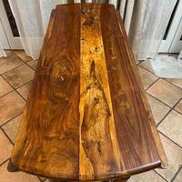 Tavolo in legno massello rotondo pieghevole (a ban