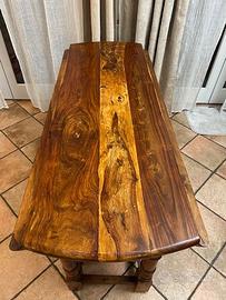 Tavolo in legno massello rotondo pieghevole (a ban