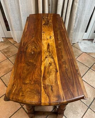 Tavolo in legno massello rotondo pieghevole (a ban