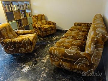Divano-letto vintage con 2 poltrone
