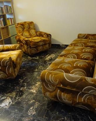 Divano-letto vintage con 2 poltrone
