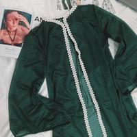 Giacca lunga semi-trasparente  verde handmade 