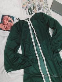 Giacca lunga semi-trasparente  verde handmade 