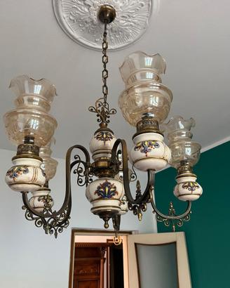 4 lampadari vintage – Cristallo, vetro e ceramica