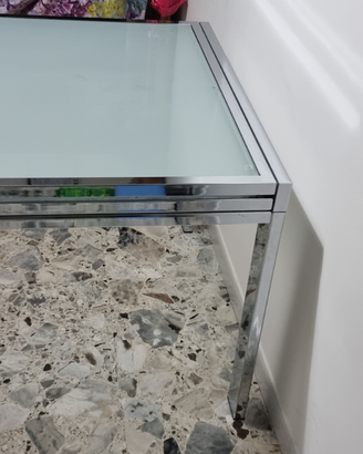 Tavolo cromato con vetro allungabile