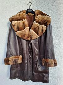 giacca in pelle e pelliccia vintage 