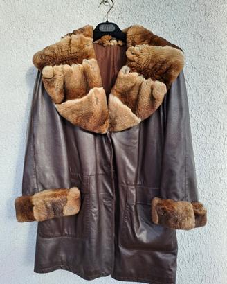 giacca in pelle e pelliccia vintage 