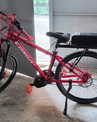 bici elettrica con motore centrale, pedalata , 