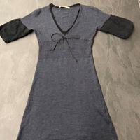 Abito da donna a maniche corte in lana e pizzo