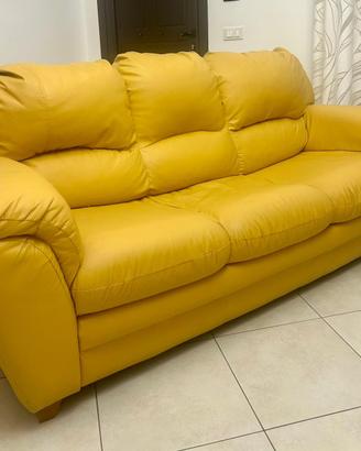Set Divani in Pelle Giallo Ocra