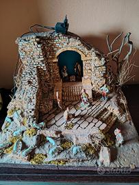 presepe artigianale con illuminazione