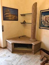 Mobile porta tv in marmo e cristallo