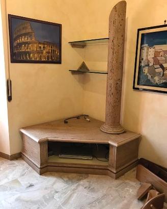 Mobile porta tv in marmo e cristallo