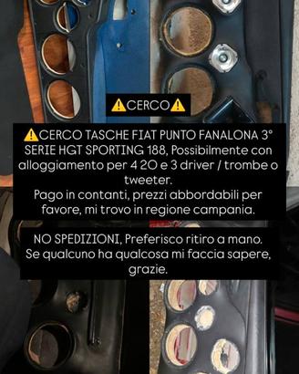 TASCHE FIAT PUNTO 188 3° SERIE LEGGI DESCRIZIONE