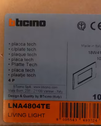 bticino placche 4 posti  LNA4804TE living light