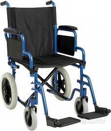 Sedia rotelle pieghevole leggera transito blu