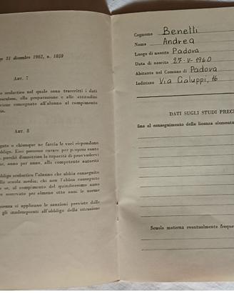 Documenti d’epoca libr. lavoro pagelle ecc
