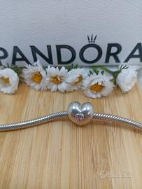 charm pandora cuore rosa clip in argento 925 con z