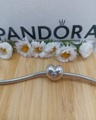 charm pandora cuore rosa clip in argento 925 con z