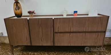 madia legno con top in marmo