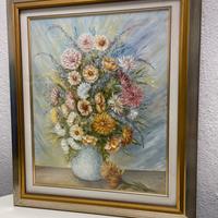 Dipinto natura morta floreale olio su tela