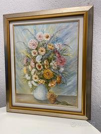 Dipinto natura morta floreale olio su tela