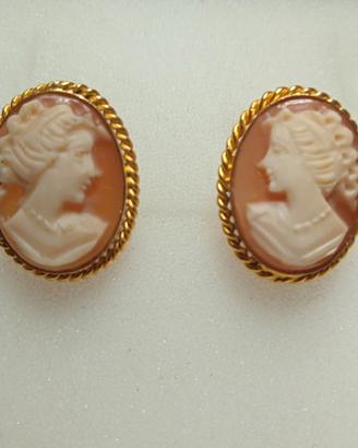 orecchini cammeo in argento dorato