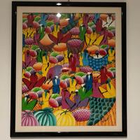Quadro haitiano scena mercato