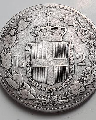 Umberto 2 lire 1886 argento