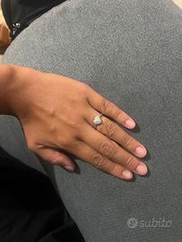  Anello Donna Cuore Pavé Oro Bianco e Diamanti