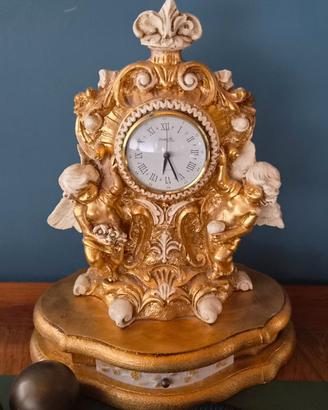 Trittico orologio con candelabri stile barocco