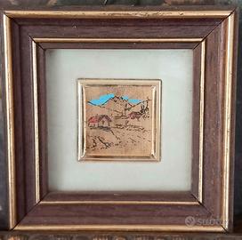 Quadretto su foglio oro Vintage anni 70