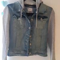 giacca denim con cappuccio in felpa