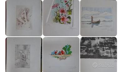 Cartella 11Grafiche Vintage '80 -Firmate Acquerell