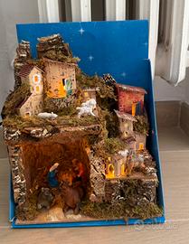 Presepe con luci di natale