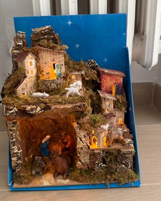 Presepe con luci di natale