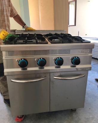 Cucina gas 4 fuochi inox pro