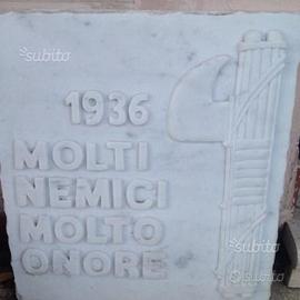 Targa in Marmo con stemma Fascio Littorio