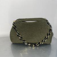 Cluntch bag uncinetto verde militare