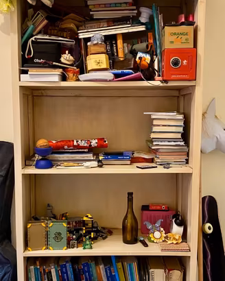 Libreria legno vero decorata a mano
