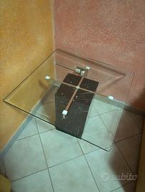 Tavolino vetro e marmo nero