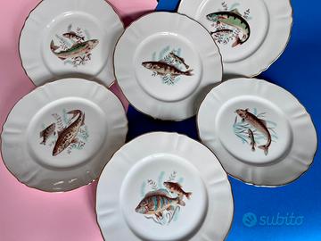 Set di Piatti Richard Ginori Motivo Pesci 50/60