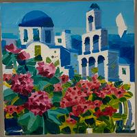 Athos Faccincani olio su tela Santorini