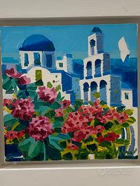 Athos Faccincani olio su tela Santorini