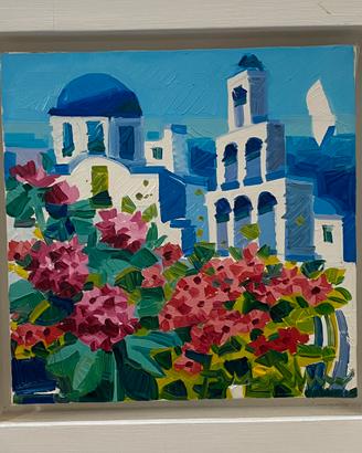 Athos Faccincani olio su tela Santorini