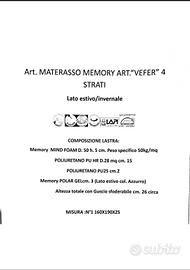 Materasso Matrimoniale Memory Foam  "vefer" 4 stra