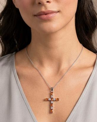 Collana in Acciaio con Croce e Pietre Amber