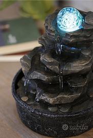 Fontana zen con led e sfera in vetro