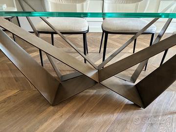 Tavolo CATTELAN cristallo extra chiaro e acciaio