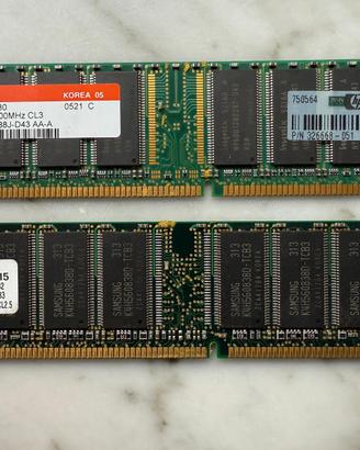 2 x RAM 512mb Samsung e Hynix DDR400